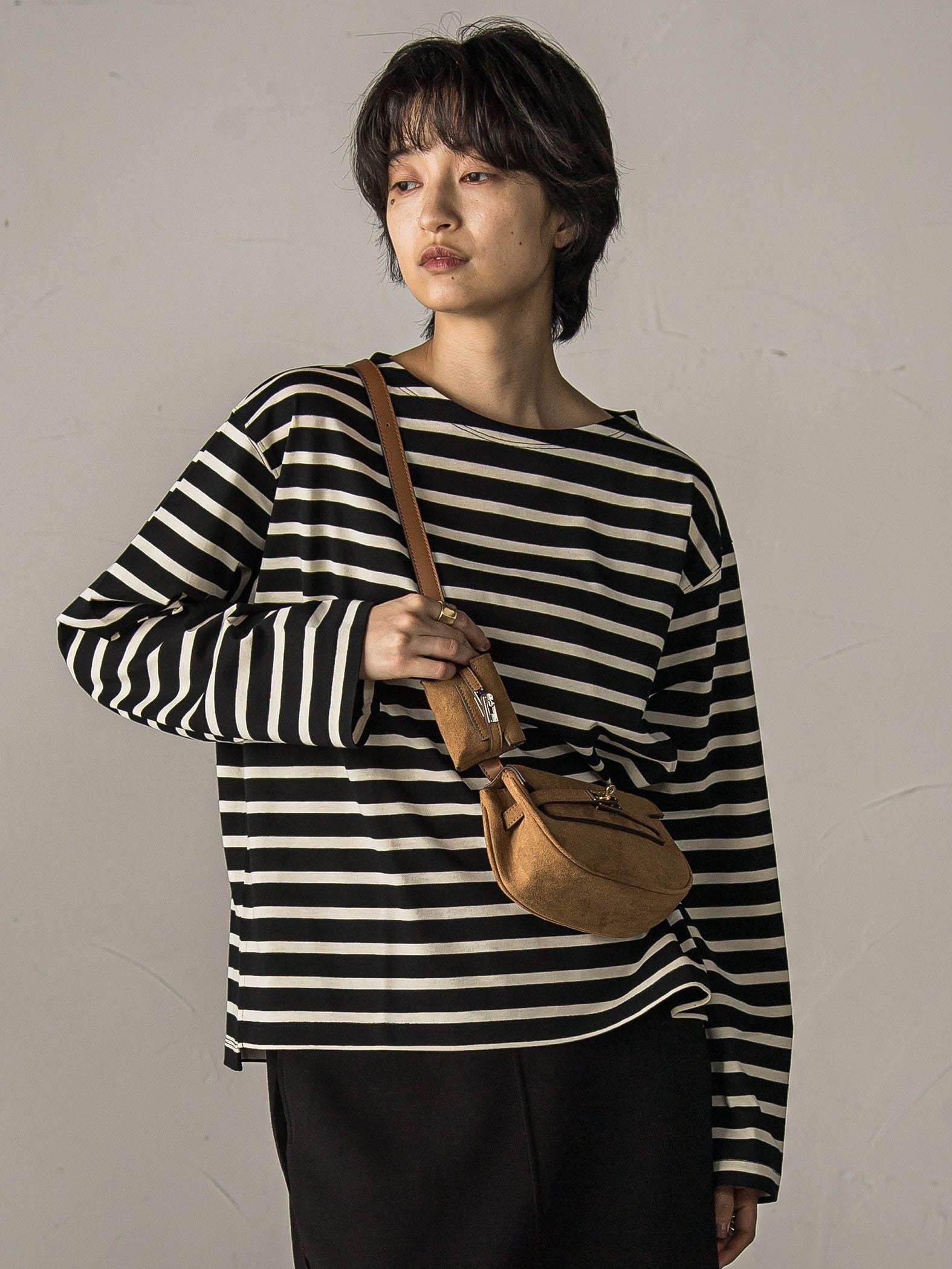 【WEB限定】ボーダーロングTシャツ≪洗濯機で洗える≫