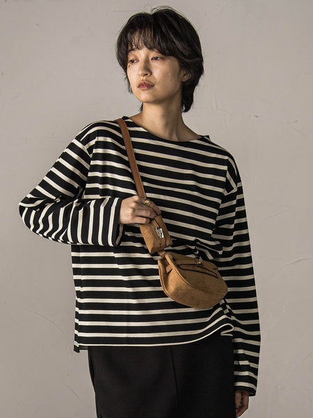 【WEB限定】ボーダーロングTシャツ≪洗濯機で洗える≫
