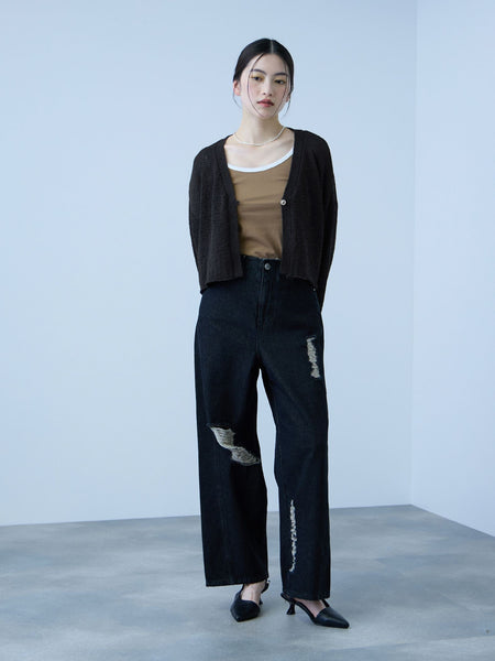 テープヤーンショート丈カーディガン