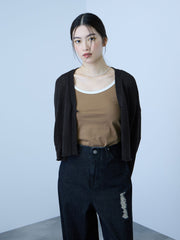 テープヤーンショート丈カーディガン