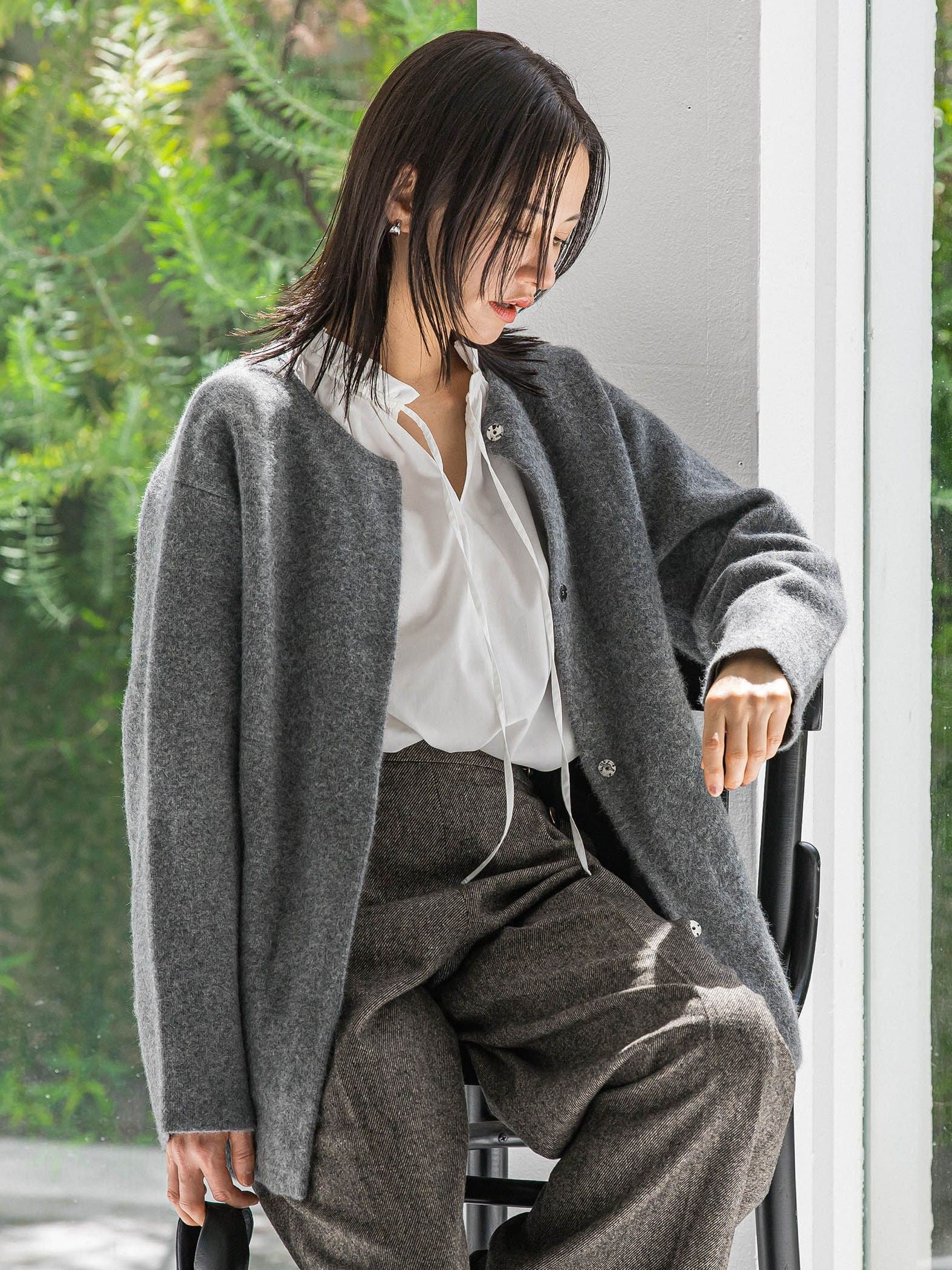 フォックス混ニットジャケット