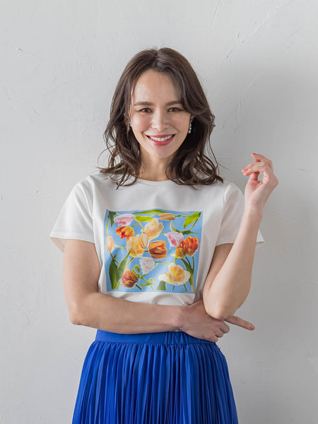 KEITA KAWASAKI × Viaggio Bluコラボ】フラワープリントTシャツ≪洗濯 