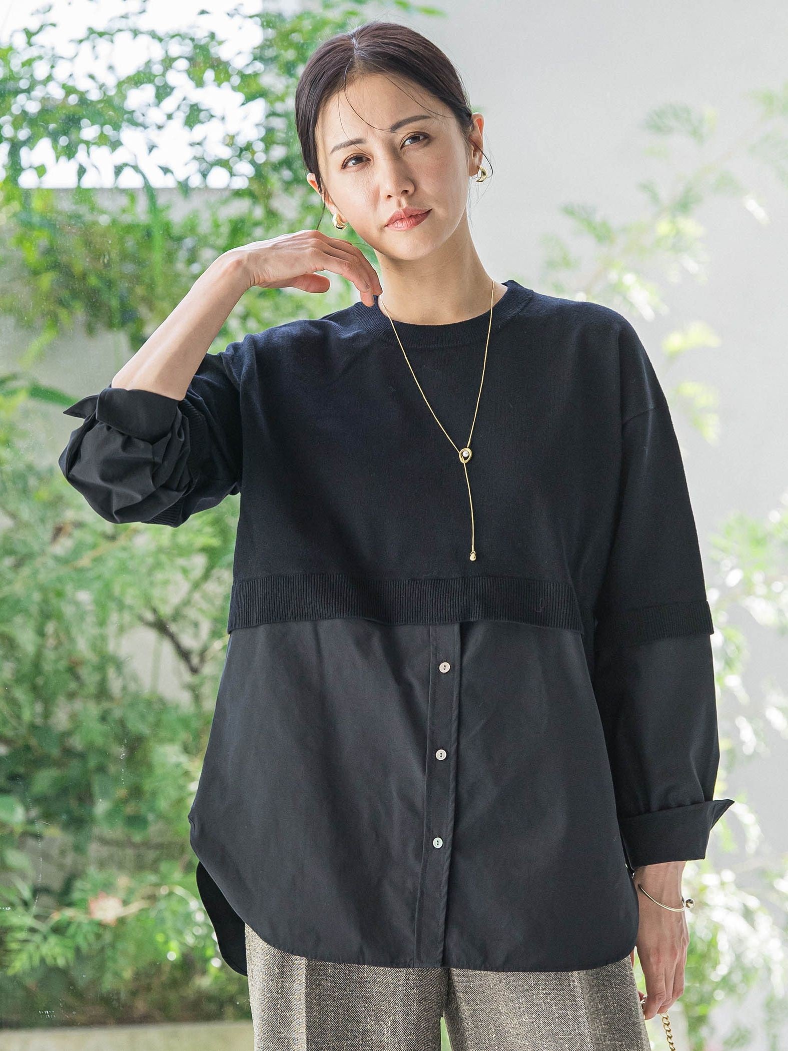 【WEB限定】シャツドッキングニット≪洗える≫