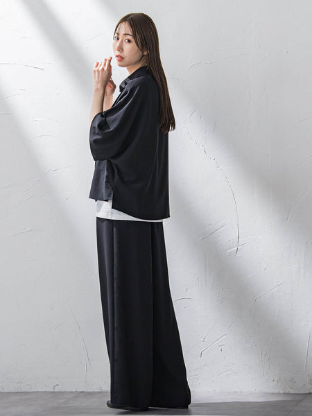 【大きいサイズ】キレリワイドパンツ≪洗濯機で洗える≫