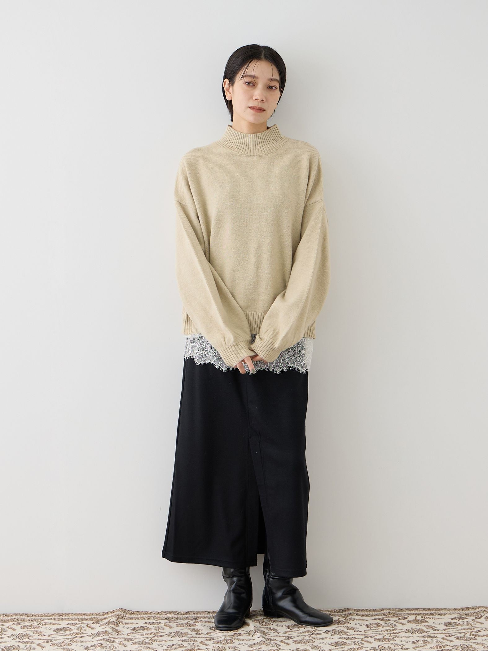 アルパカタッチ*レースハイネックPO