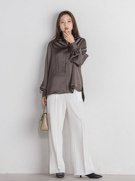 ポンチサイドスリットワイドパンツ≪セットアップ対応/手洗い可能≫