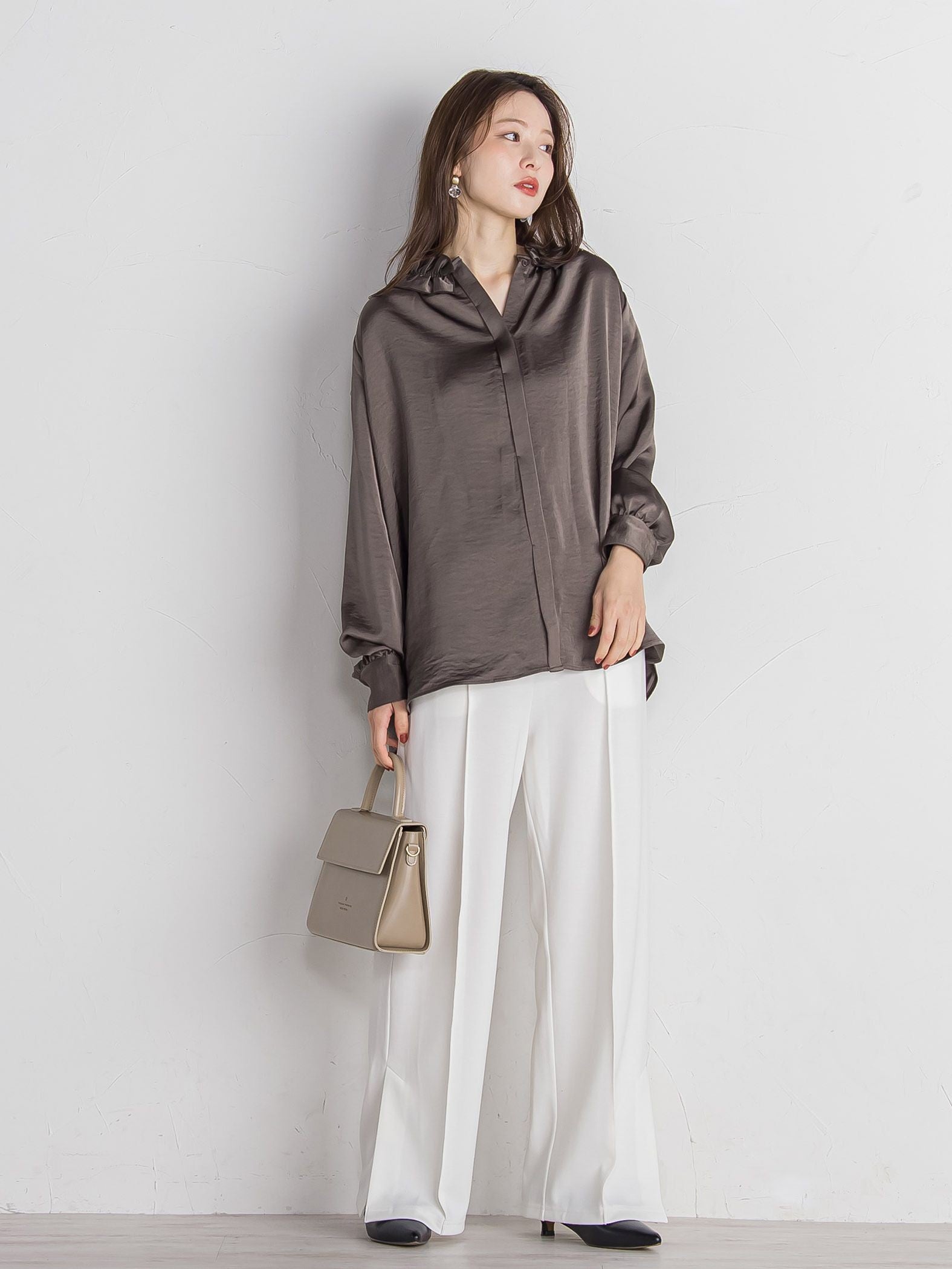 ポンチサイドスリットワイドパンツ≪セットアップ対応/手洗い可能≫