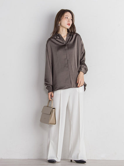 ポンチサイドスリットワイドパンツ≪セットアップ対応/手洗い可能≫