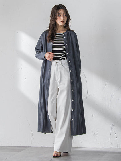 デニムワイドパンツ≪洗濯機で洗える≫