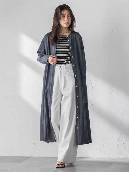 デニムワイドパンツ≪洗濯機で洗える≫