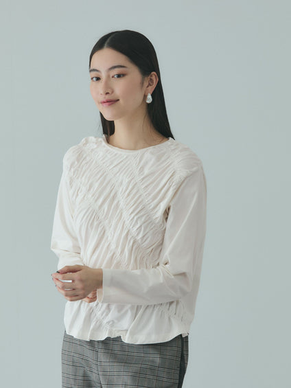 ギャザーラインフロントカットソー≪洗濯機で洗える≫