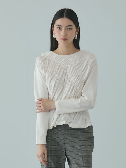 ギャザーラインフロントカットソー≪洗濯機で洗える≫