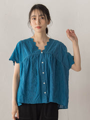 刺繍ハシゴレースブラウス