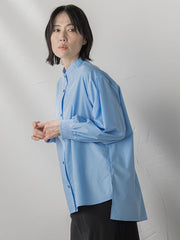 【大きいサイズ】【biyori/極】”こなれ袖がポイント”バンドカラーシャツ