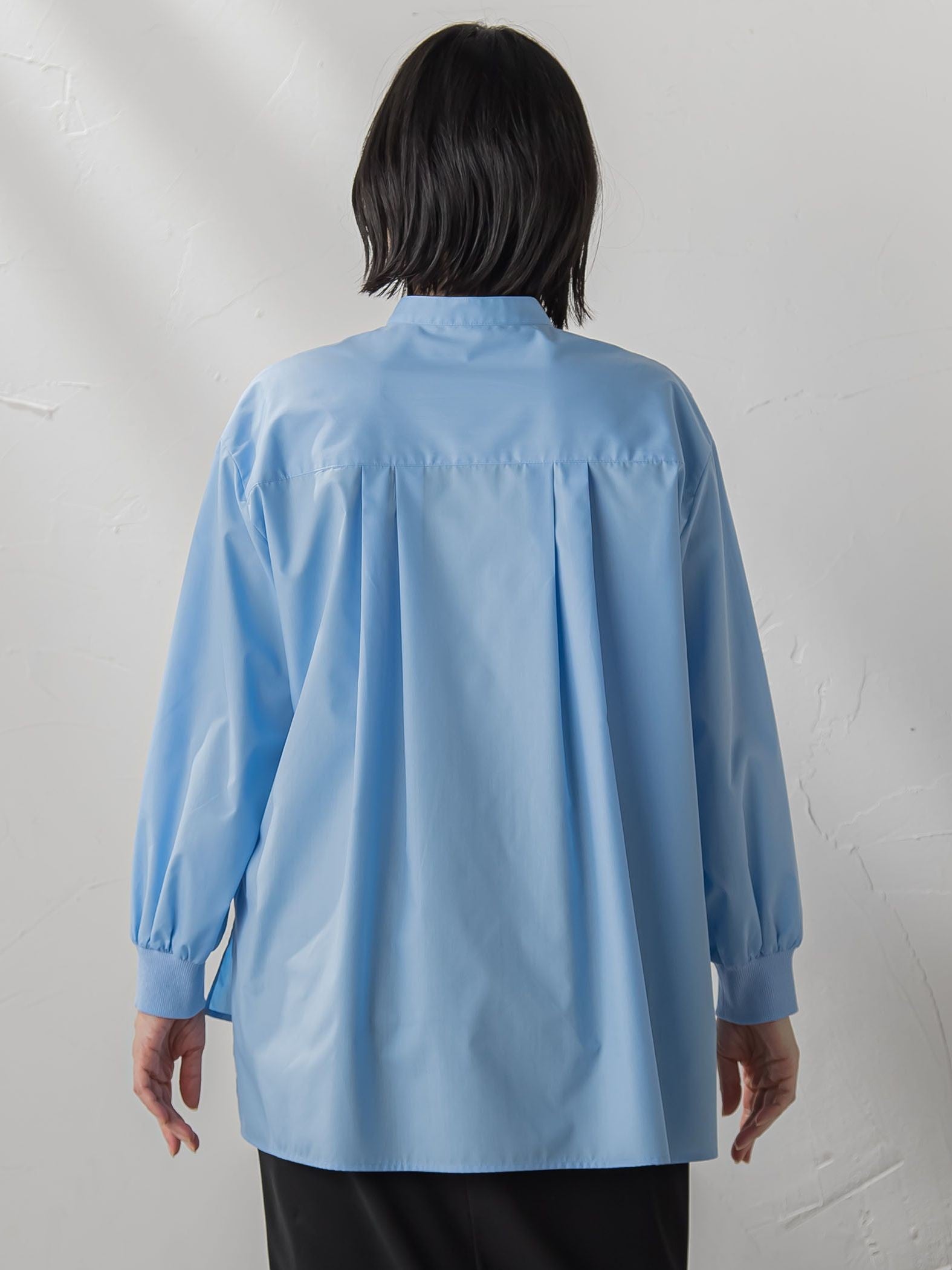 【大きいサイズ】【biyori/極】”こなれ袖がポイント”バンドカラーシャツ