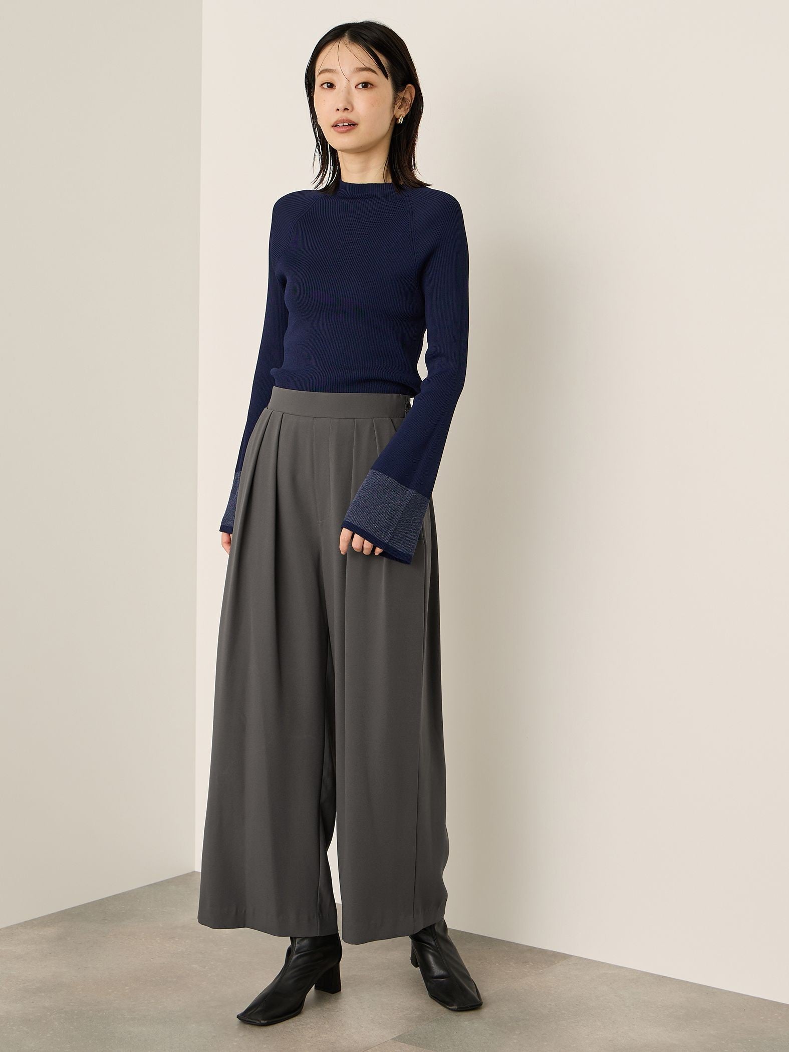 シアースリーブリブニットプルオーバー≪手洗い可能≫