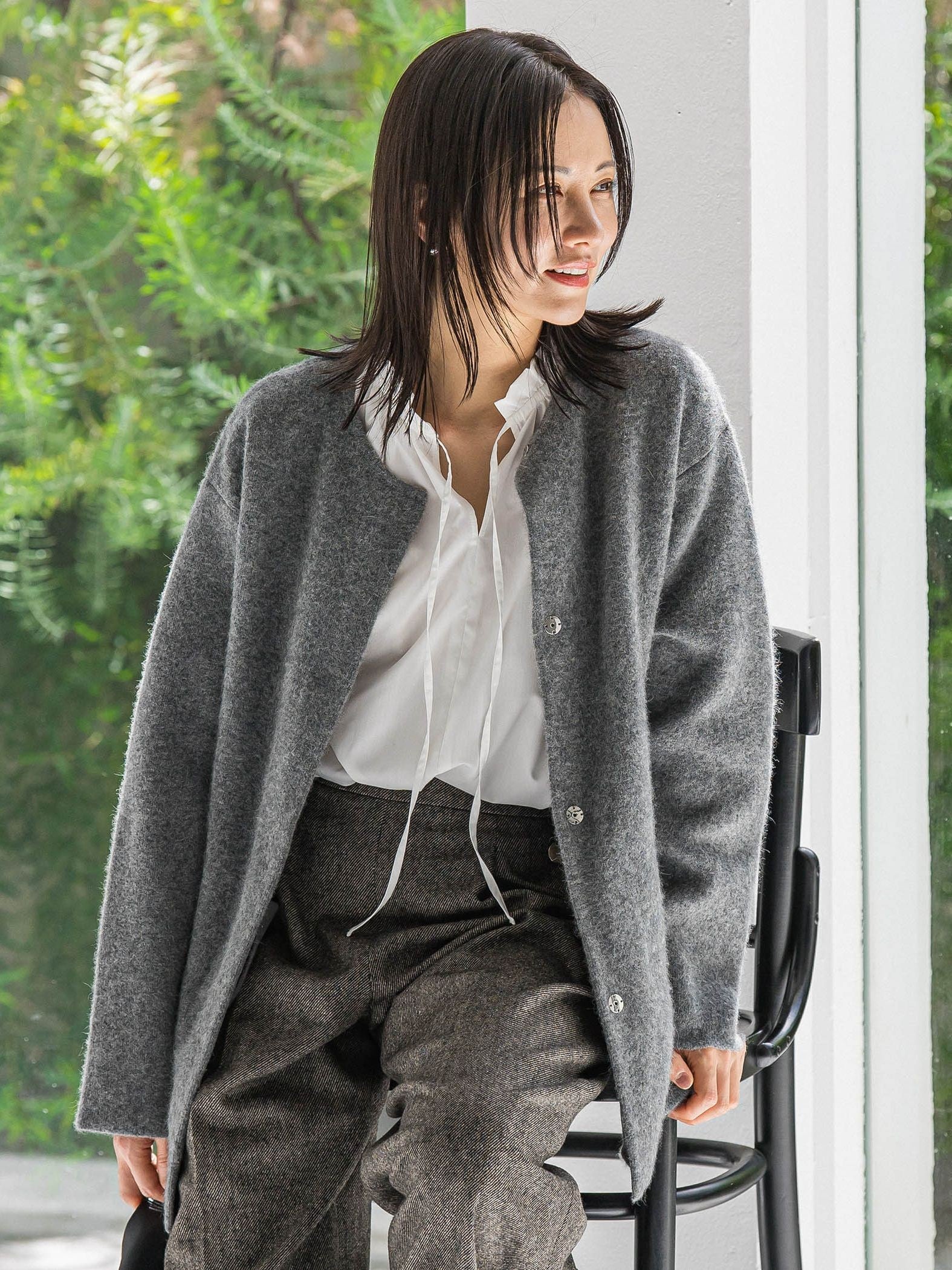 フォックス混ニットジャケット