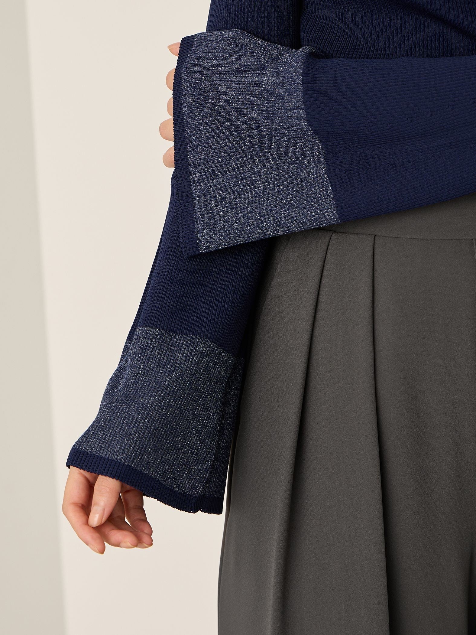 シアースリーブリブニットプルオーバー≪手洗い可能≫