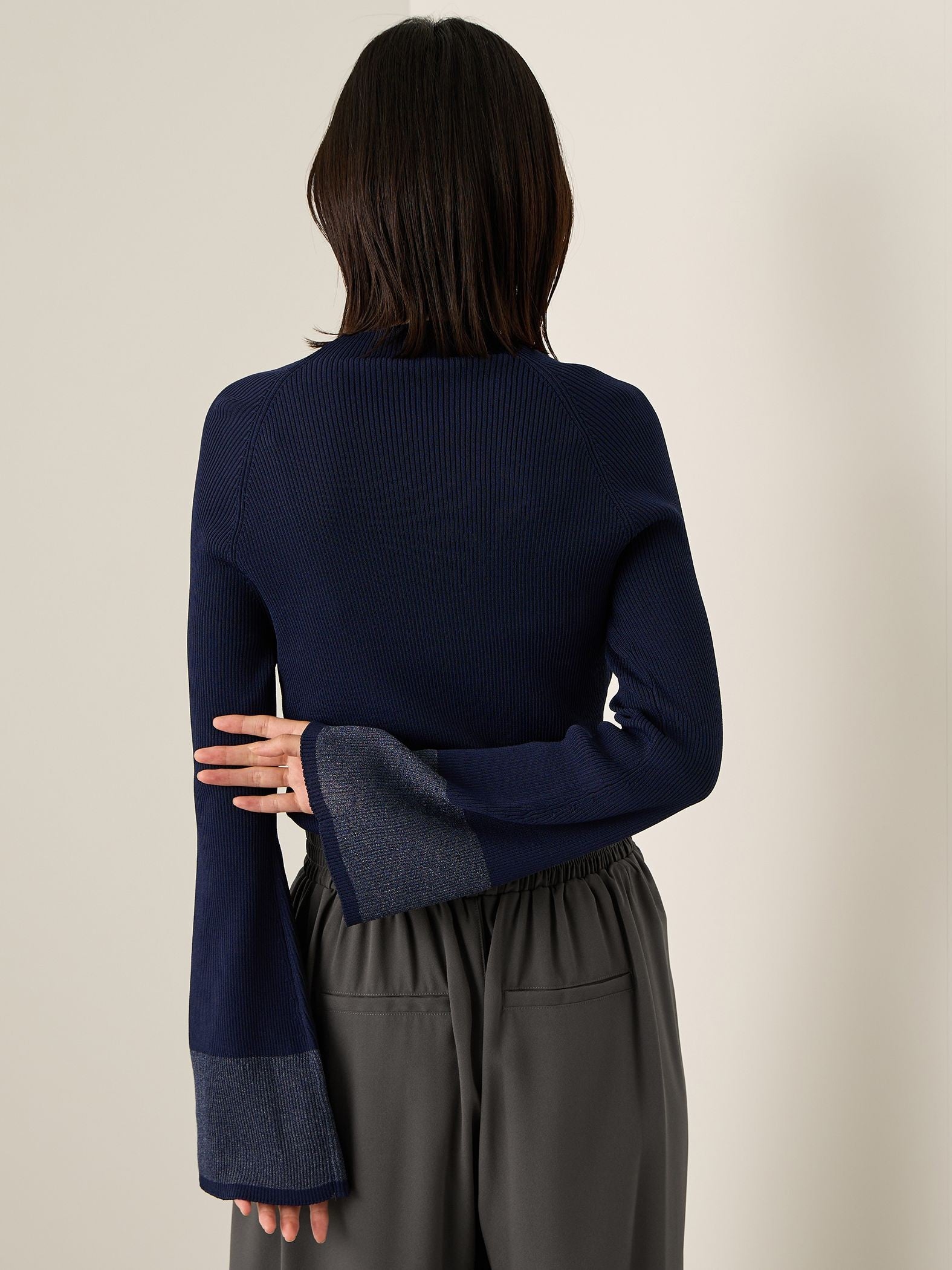 シアースリーブリブニットプルオーバー≪手洗い可能≫