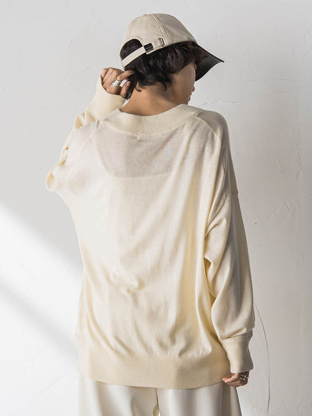 【新色追加】Vネックコクーンニットプルオーバー≪手洗い可能≫