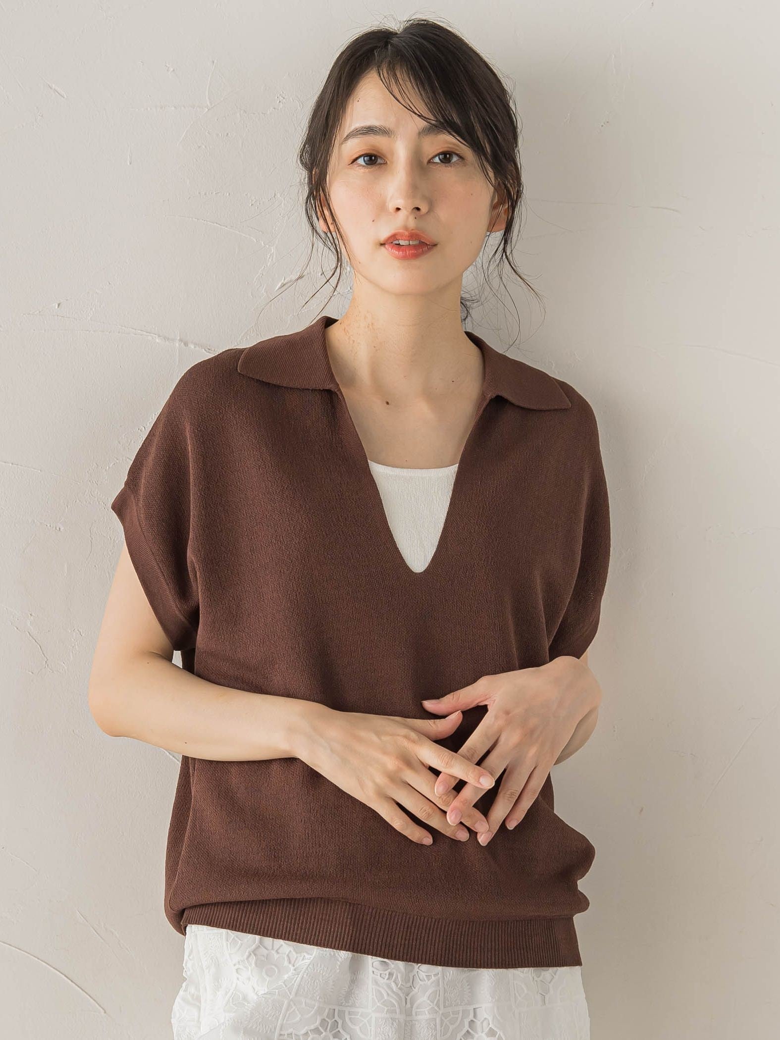 強撚鹿の子ポロドッキングニット