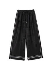 パウダーサテンパネルプリントワイドパンツ