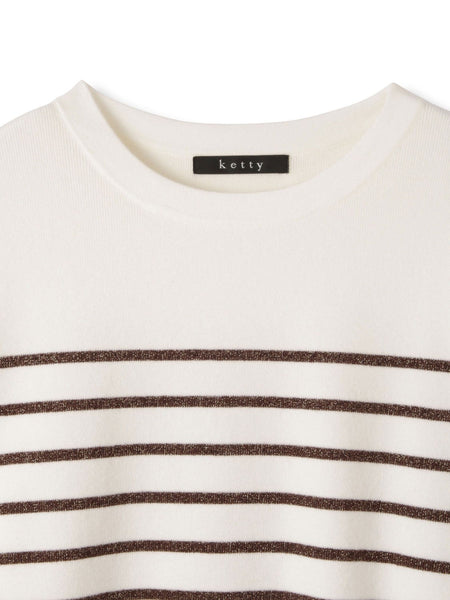 ラメボーダーウォッシャブルコクーンニット≪洗濯機で洗える≫