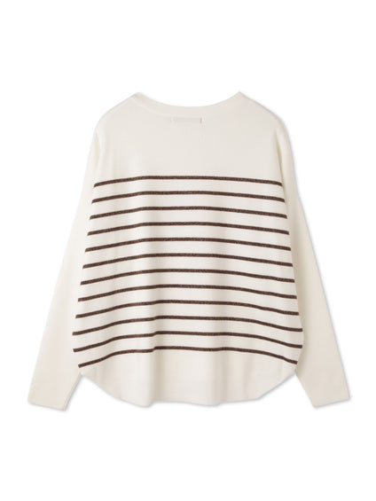 ラメボーダーウォッシャブルコクーンニット≪洗濯機で洗える≫