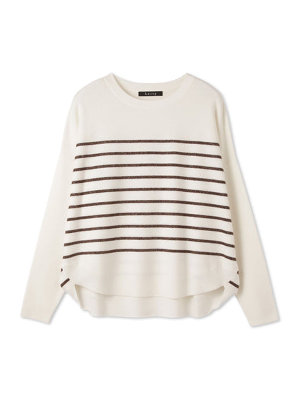 ラメボーダーウォッシャブルコクーンニット≪洗濯機で洗える≫