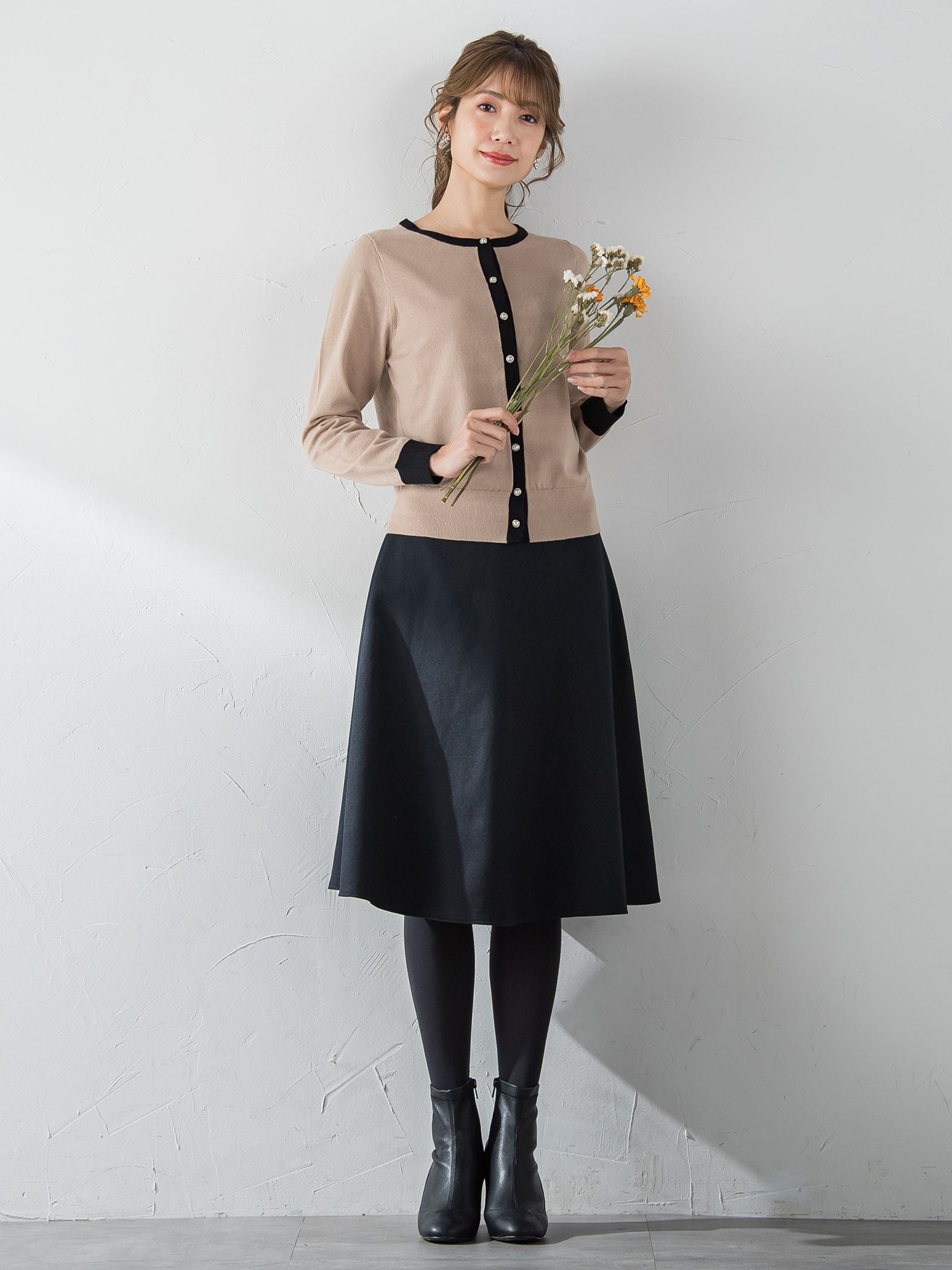 【XSサイズ展開あり】冬仕様 美シルエットフレアスカート ≪洗濯機で洗える≫