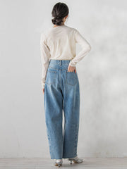 カーブデニムパンツ≪洗濯機で洗える≫