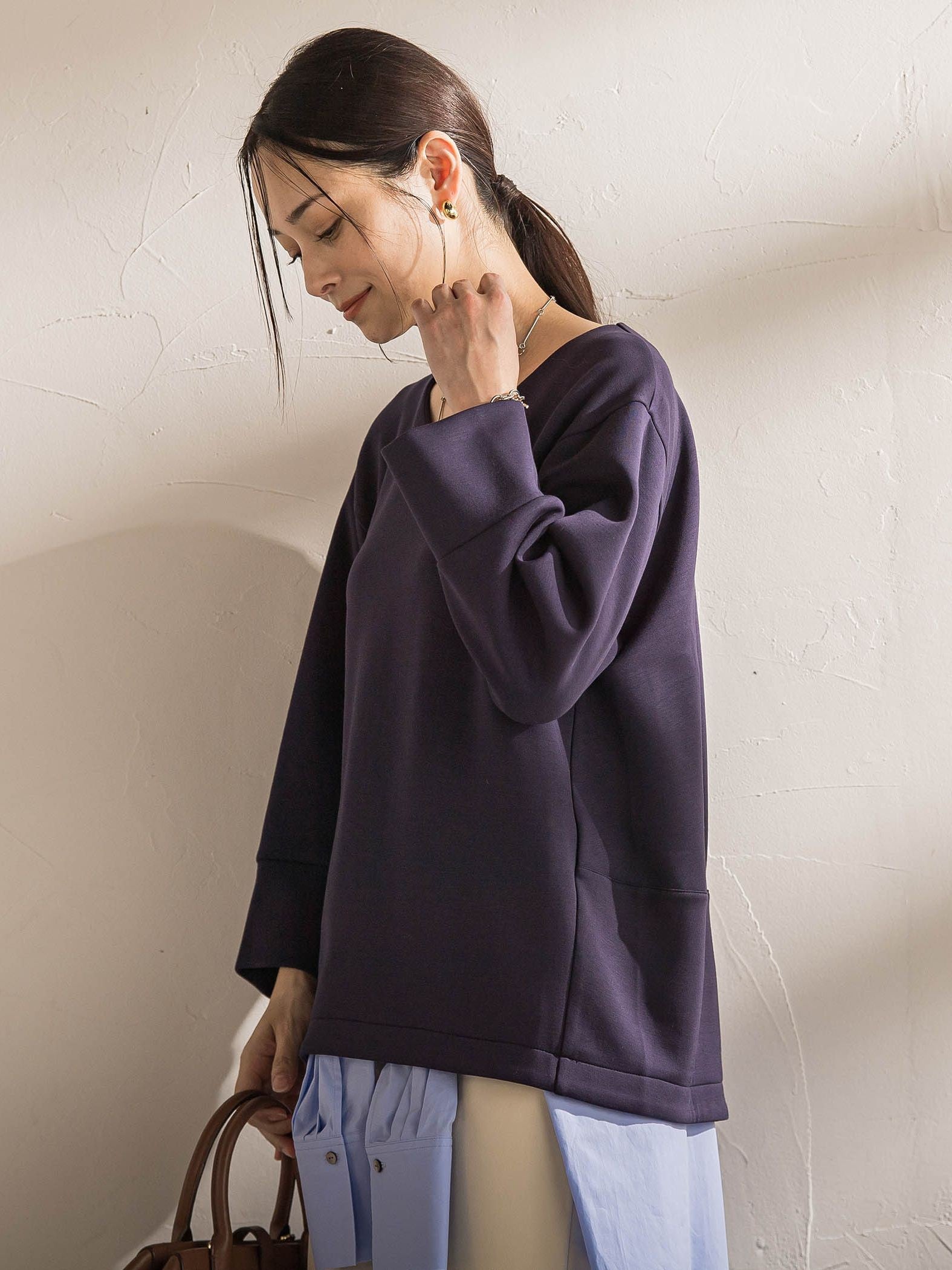 【WEB限定】《暖色美》裏起毛Vネックトップス≪手洗い≫