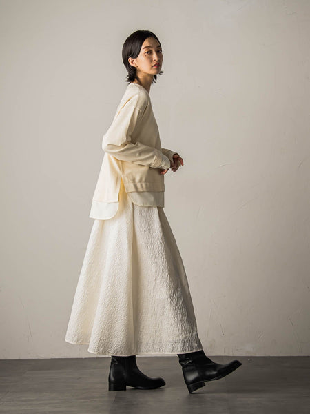 型押しジャガードタックフレアスカート≪手洗い可能≫