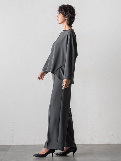 【大きいサイズ】ハイストレッチカルゼワイドパンツ