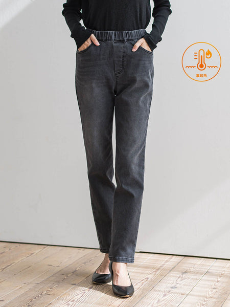 【WEB限定/大きいサイズ】”楽暖”あったか裏起毛スキニーデニム≪洗濯機で洗える≫