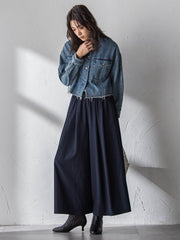 シャンブレーイージーキュロットパンツ≪手洗い可能≫