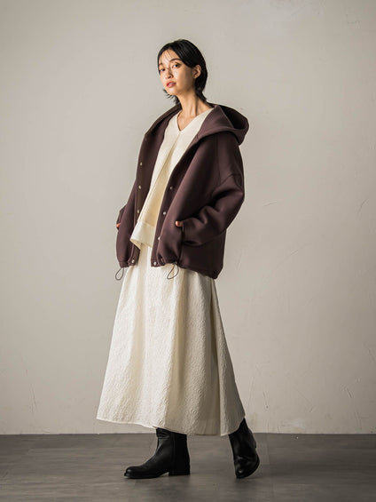 型押しジャガードタックフレアスカート≪手洗い可能≫