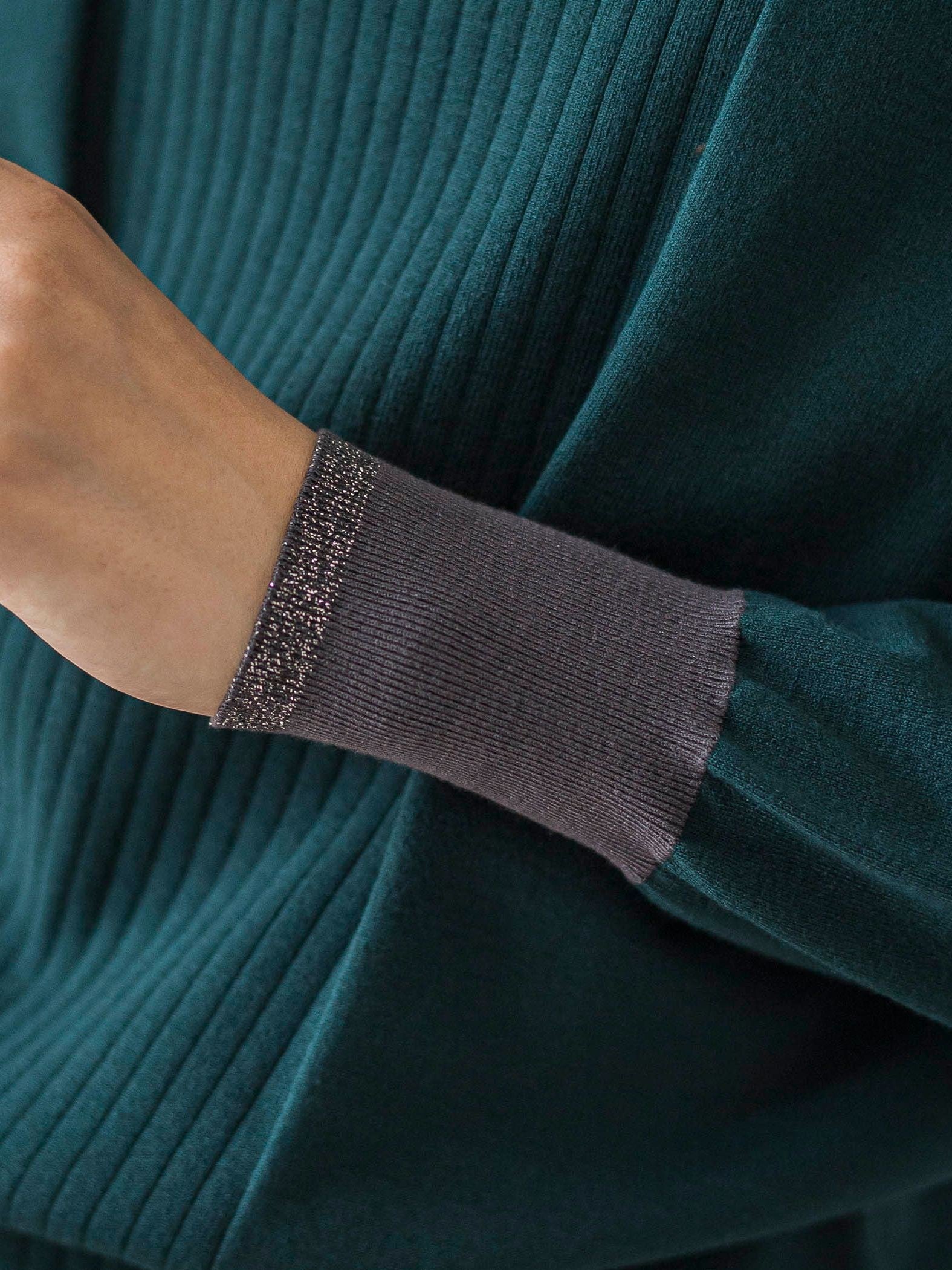 ボトルネック配色ニットプルオーバー≪手洗い可能≫