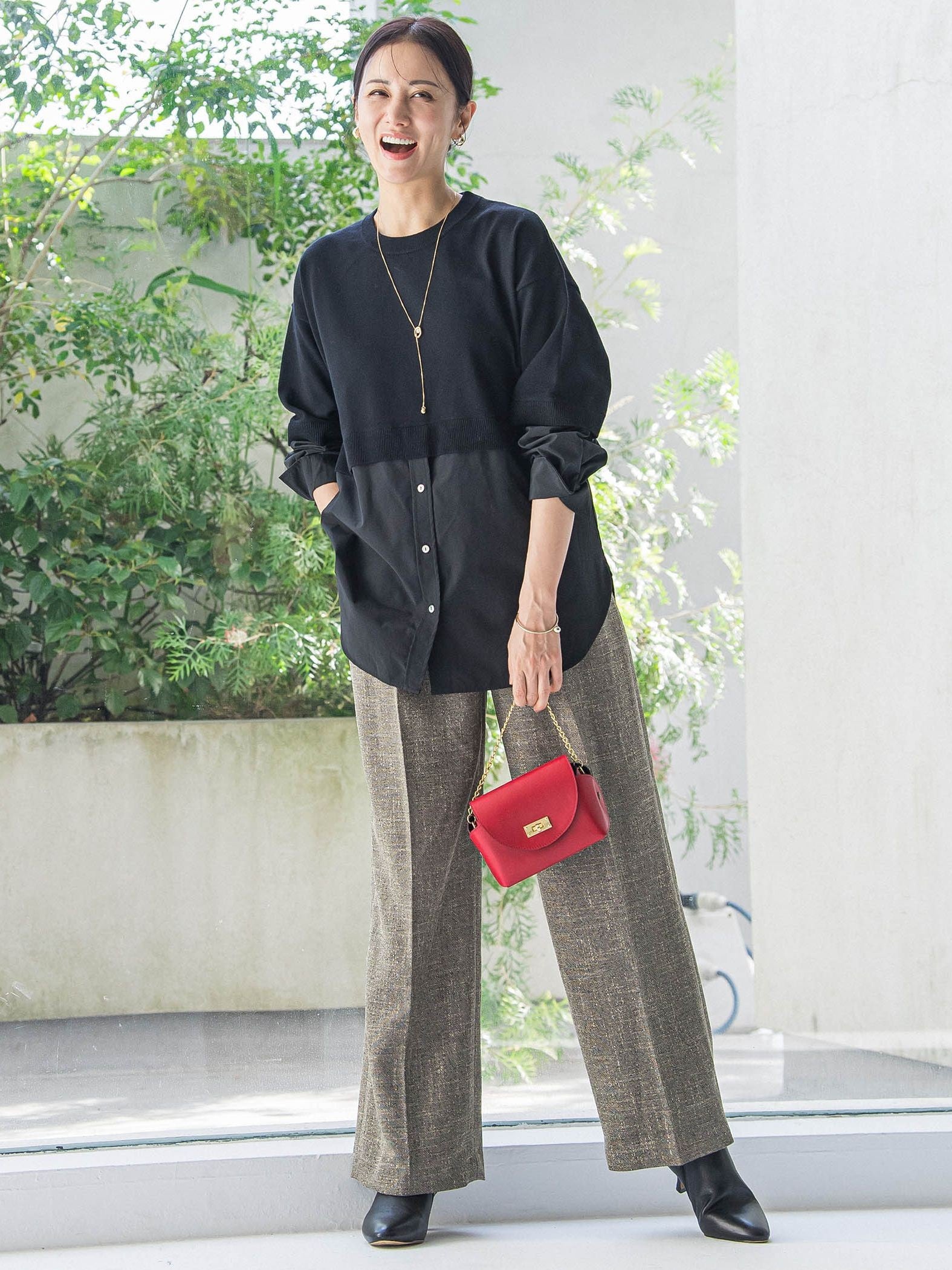 【WEB限定】シャツドッキングニット≪洗える≫