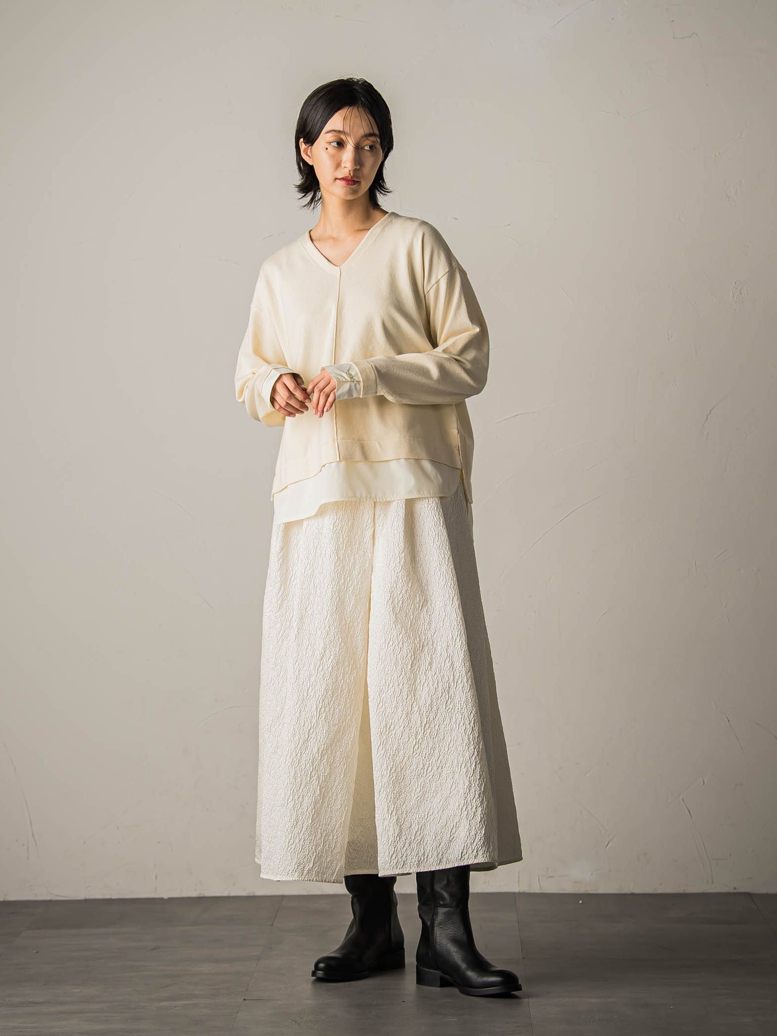 型押しジャガードタックフレアスカート≪手洗い可能≫