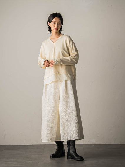 型押しジャガードタックフレアスカート≪手洗い可能≫