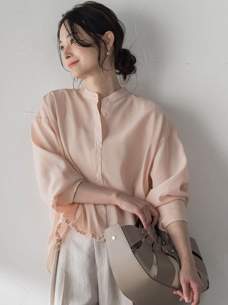 シアーバンドカラーブラウス≪洗える≫