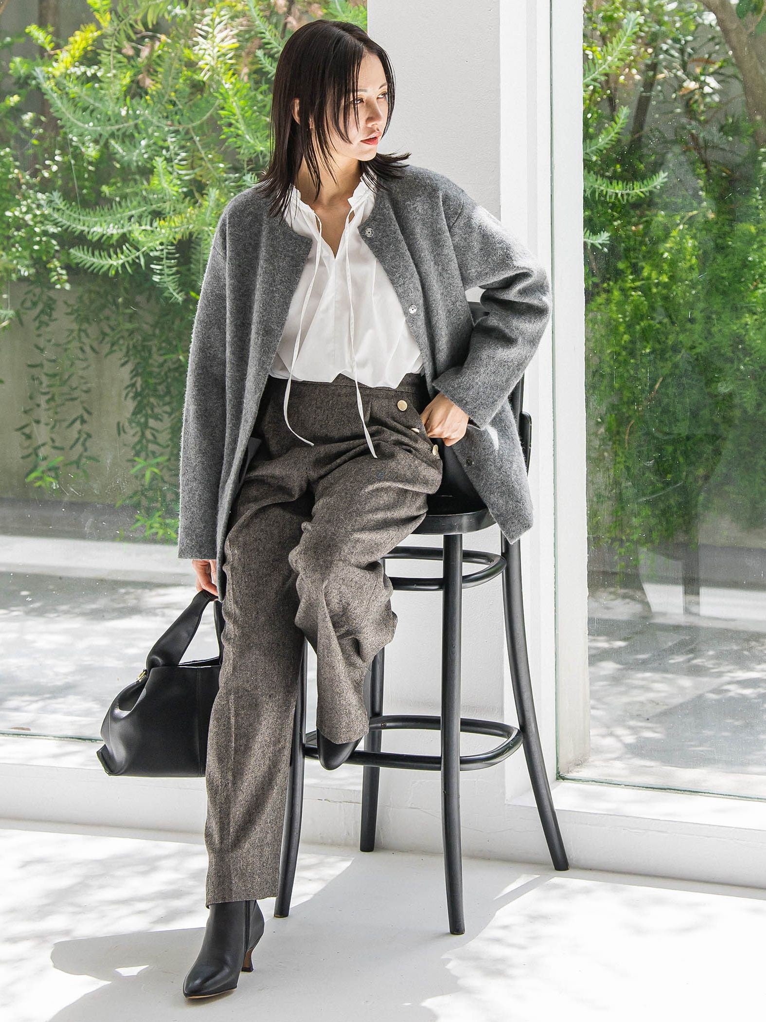 フォックス混ニットジャケット