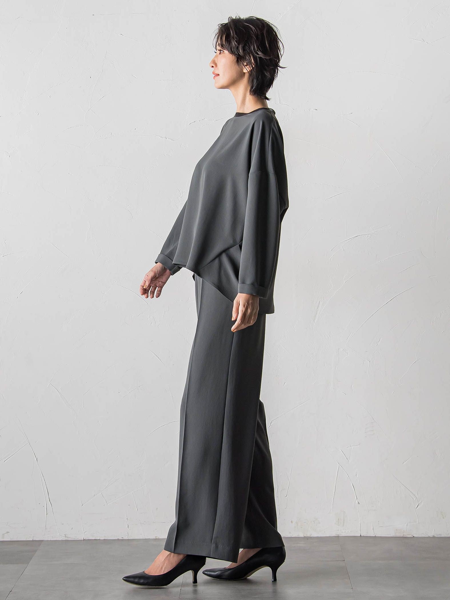 ハイストレッチカルゼワイドパンツ