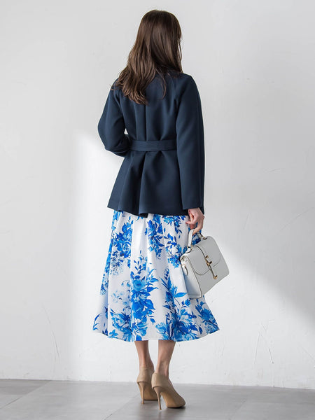 ノーカラーハーフコート