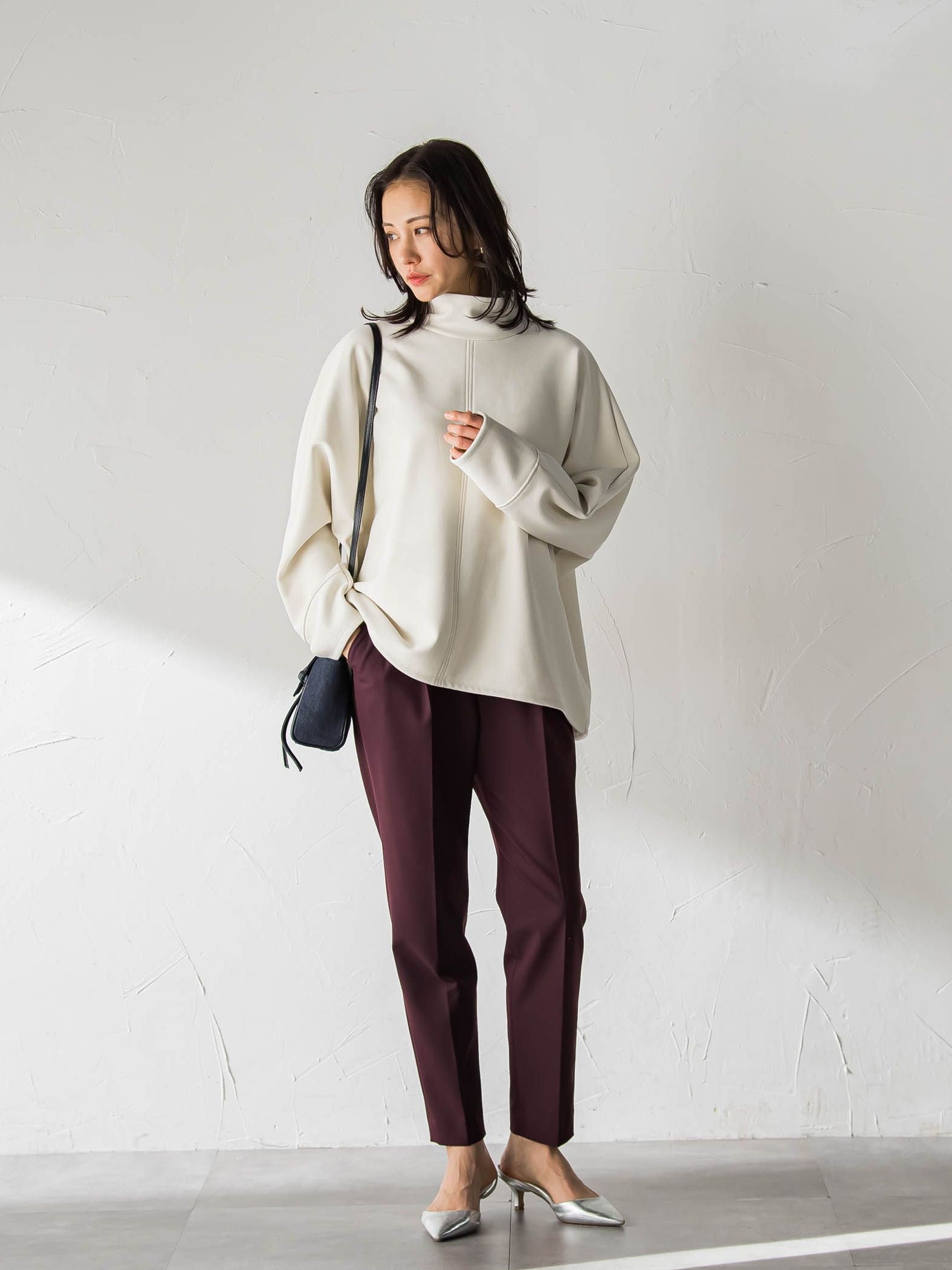 【WEB限定】裏毛布スタンドネックプルオーバー≪毛玉防止・ストレッチ≫