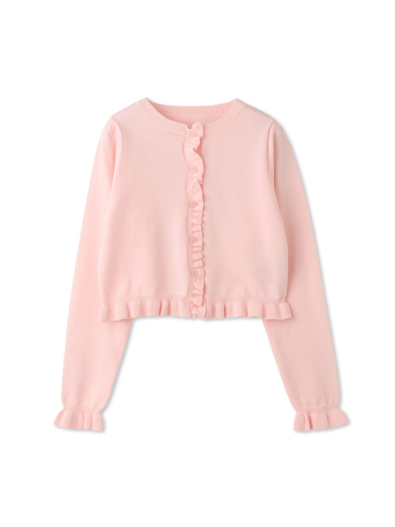 スポンディッシュニットフリルカーディガン≪手洗い可能≫