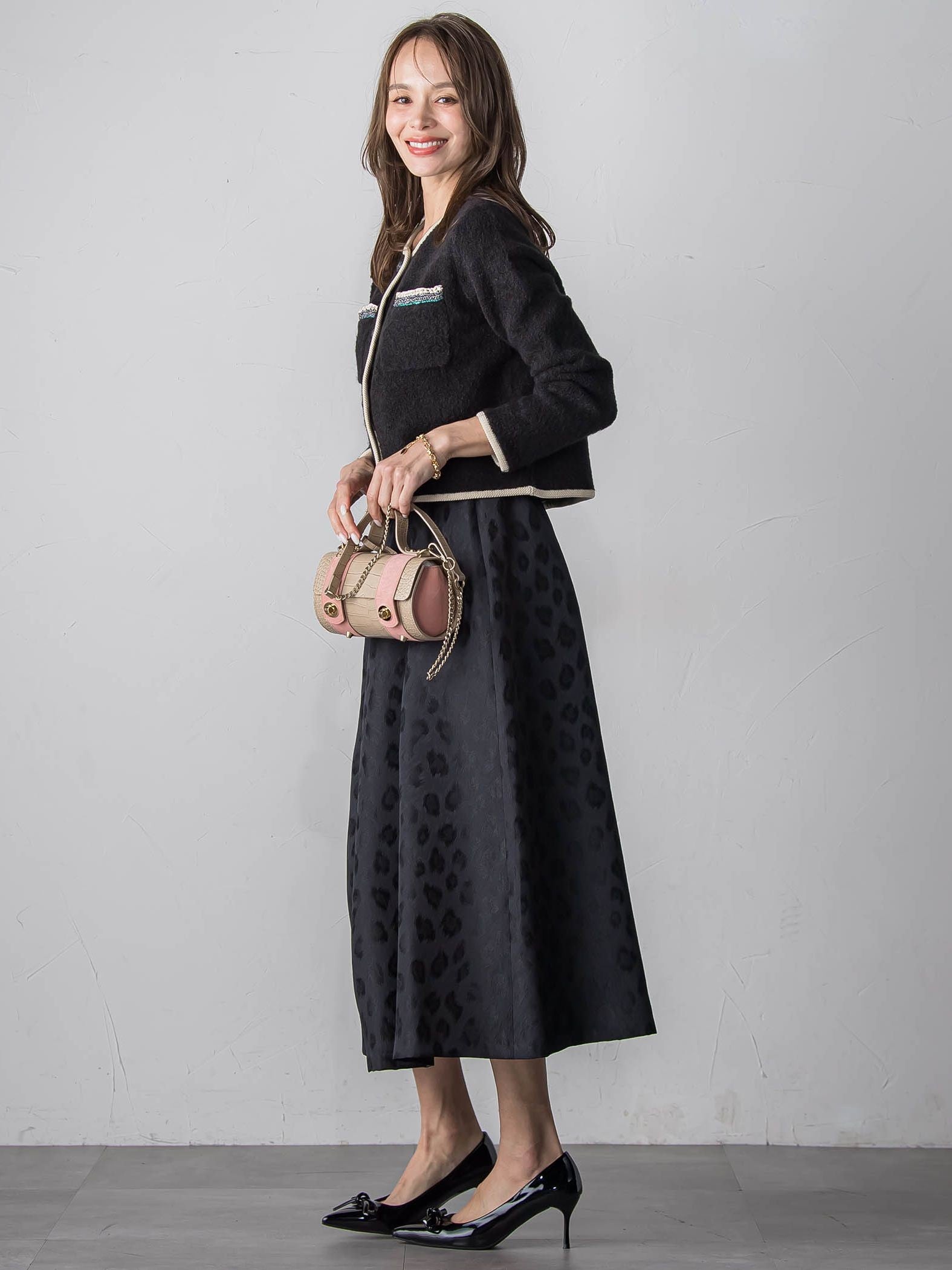 【WEB限定】レオパードジャガードスカート