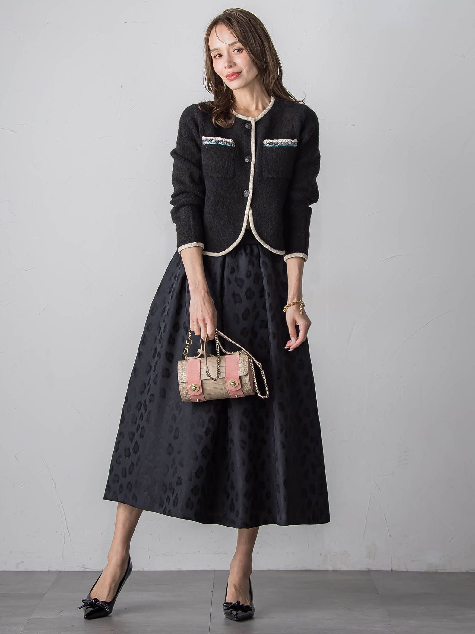 【WEB限定】レオパードジャガードスカート