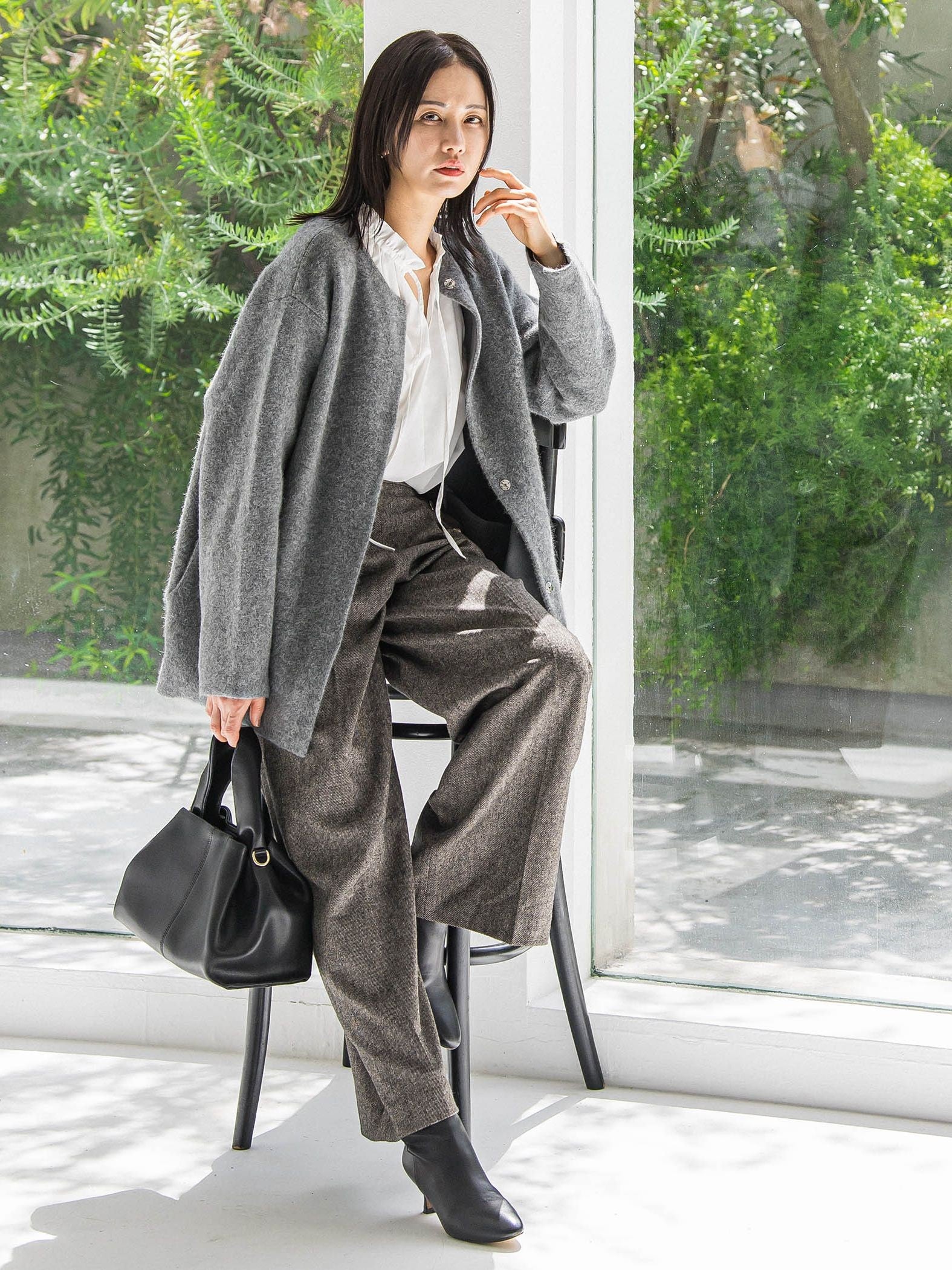 フォックス混ニットジャケット